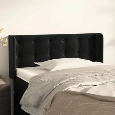 Produktbild von vidaXL Kopfteil mit Ohren Schwarz 93x16x78/88 cm Samt - Kopfteil - Kopfteile - Bett-Kopfteil - Bettkopfteil