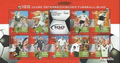Produktbild von Briefmarken Österreich 2004 Mi 2460-2469 Kleinbogen (kompl.Ausg.) postfrisch Fußball