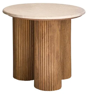Produktbild von Runder Beistelltisch aus Mangoholz mit edler Marmorplatte