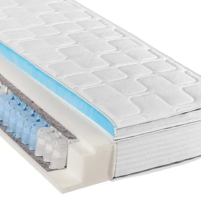 Produktbild von Federkernmatratze BeCo Diamant Plus, 26 cm Luxushöhe, Gelschaum Topper fest integriert, kein Verrutschen - Größe: 90 x 200 cm, Härtegrad: H2 (0 kg - 100 kg)