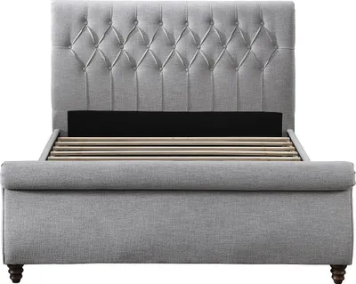 Produktbild von Bett 140 x 190 cm mit gepolstertem Kopfteil - Grau - BALANSANO