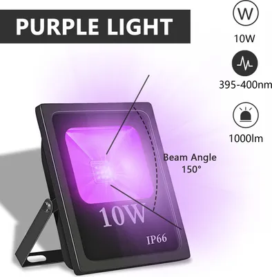 Produktbild von LED černé světlo 10W Blacklight Flood Light se zástrčkou IP66 Vodotěsná venkovní bezpečnostní světla pro dvůr Zahrada Rostliny Pěstování Party Záře ve tmě Venkovní dekorace
