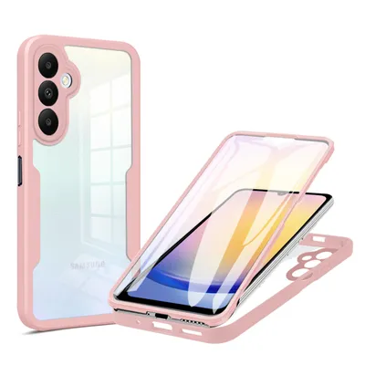 Produktbild von 360° Hülle für Samsung A25, 360 Grad Handyhülle mit Integriertem Displayschutz Rosa