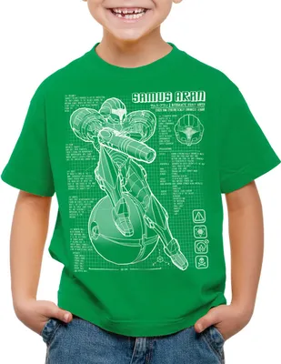 Produktbild von A.N.T. Samus Blaupause Kinder T-Shirt nerd gamer snes switch