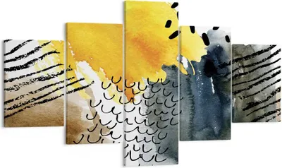Produktbild von Bild auf Leinwand - Leinwandbild - 5 Teile - Abstraktion Muster Flecken - 125x70cm - Wand Bild - Wanddeko - Wandbilder - Leinwanddruck - Bilder - Wanddekoration - Leinwand bilder - EA125x70-4282
