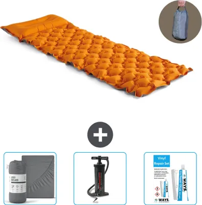 Zdjęcie produktu dla Mata kempingowa Intex - 1 osoba - 71 x 191 x 11 cm - pomarańczowa - zawiera prześcieradło - pompkę i zestaw naprawczy