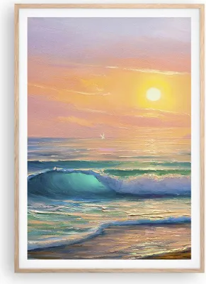Produktbild von Gerahmtes Poster - Rahmen in heller Eiche - Meer Welle Ufer - 70x100 cm - Wand Bild - Wanddeko - Wandbilder - Wandposter - Bilderrahmen - Bilder - Kunstdruck - Wandbild - P2NPA70x100-3915