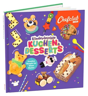 Produktbild von Chefclub Kids | Backbuch-Set | Rezeptbuch "Kinderleichte KUCHEN & DESSERTS" mit original Chefclub Messbechern | Kindgerecht | QR-Codes zu Videorezepten | ChefClub.TV | Backen für Kinder | ab 4 Jahren
