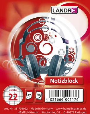 Obrázek produktu pro LANDR Spiralnotizblock, DIN A7, 40 Blatt, kariert