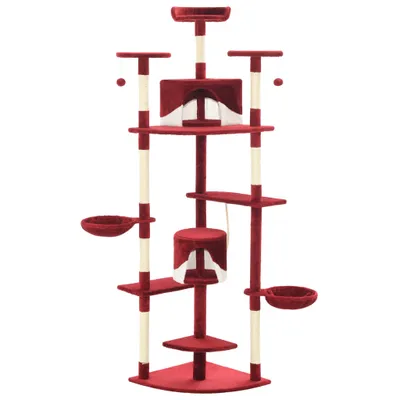 Produktbild von vidaXL Katzen-Kratzbaum mit Sisal-Kratzsäulen 203 cm Rot und Weiß