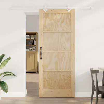 Produktbild von Möbel Schiebetür Natürlich und Weiß 86 x 211 cm Massives KiefernholzHaustüren - Haustüren c6245