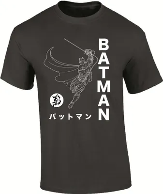 Produktbild von Batman Action Pose Japanese Text T-Shirt, dark grey L