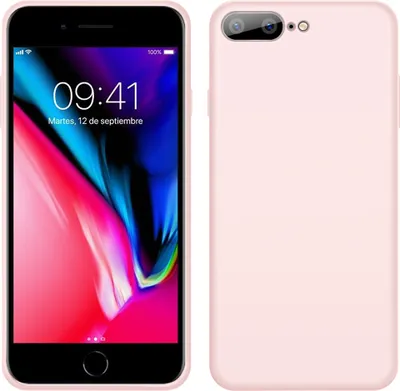 Image de Coque pour iPhone 8 Plus, Coque de protection en silicone liquide résistante aux chocs et aux rayures pour iPhone 7 Plus / 8 Plus Rose