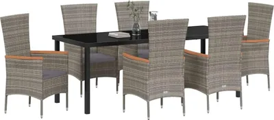 Image de vidaXL Ensemble de jardin pour repas, 7 pièces, gris, acier avec revêtement par poudre