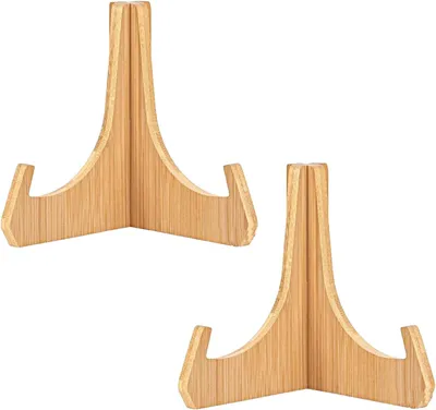 Produktbild von Tischaufsteller Schilderständer aus Holz, 6 Zoll, Tellerständer zum Präsentieren von Büchern, Speisekarten, Fotorahmen, Schildern und Fotos (2er-Pack)