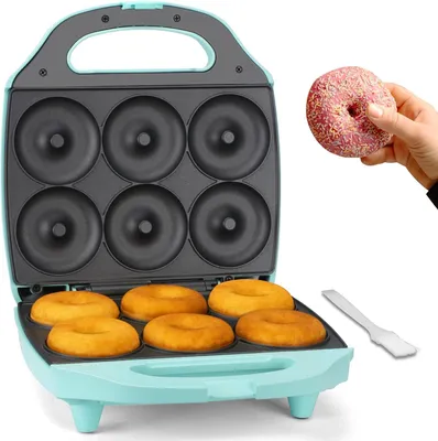 Productafbeelding van Mini-donutmaker - Bakmachine - Thuis bakken - Anti-aanbaklaag - 6 donuts - Aqua