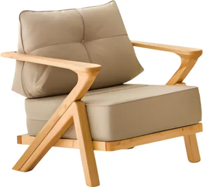 Produktbild von Moderner beiger Holz-Textil Sessel für Terrasse und Balkon