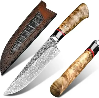 Produktbild von Damast Küchenmesser MASTERPIECE Hisoka - Hochwertiges Kochmesser KP29030