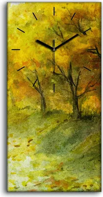 Produktbild von Dekor Leinwand Uhr Wandbilder 30x60 Gemälde Abstrakt Wald Bäume Vögel Natur - schwarze Hände