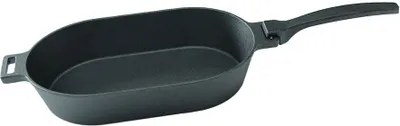Produktbild von Gusseiserne Pfanne, oval mit abnehmbarem Griff, 36 x 19 cm