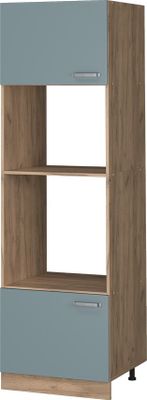Vicco Mikrowellenschrank R-Line, 60 cm, Blau-Grau/Goldkraft Eiche