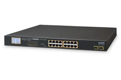 Productafbeelding van Planet GSW-1820VHP - Onbeheerd - Gigabit Ethernet (10/100/1000) - Vollduplex - Power over Ethernet (PoE) - Geschikt voor montage in een rack - 1U
