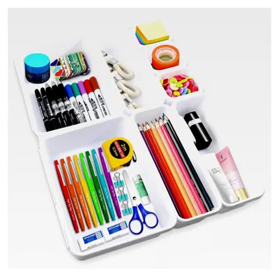 Produktbild von Schubladenorganizer, 8-teiliges Set für Schminktisch und Schreibtisch, Ordnungssystem mit 3 Größen, Aufbewahrungsbox für Büro, Schlafzimmer und Badezimmer