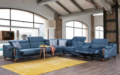 Produktbild von Luxus Textil Ecksofa L Form Stoff Modern Couch Wohnzimmer Design Möbel