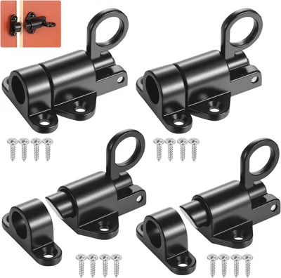 Produktbild von Türfederschloss, 4 Stück, Aluminiumlegierung, schwarz, für Türen
