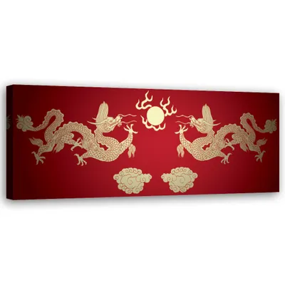 Produktbild von Leinwandbild Orientalischer Drache 90x30 Feeby Rot bild für die wand bereit zum aufhängen