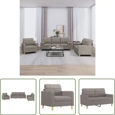 Produktbild von The Living Store 3-tlg. Sofagarnitur mit Kissen Taupe Stoff