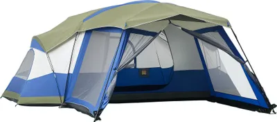 Produktbild von Camping Zelt 6-8 Personen Zelt Familienzelt mit Vorraum 2 Fenster Kuppelzelt Kunstleder3000mm für Trekking Festival Glasfaser Blau 518 x 487 x 237 cm