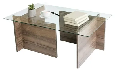 Produktbild von Wohnzimmertisch Asellus, Niedriger Wohnzimmertisch, Kaffeeregal, Couchtisch für Sofa, 105x65h40 cm, Nussbaum