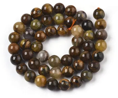 Runde gelbe Pietersit-Edelsteinkugeln 6 mm, 58 Stück, DIY-Schmuck
