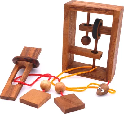 Produktbild von Seilpuzzle-Set mit unterschiedlichen, kniffligen Knobelspielen für Kinder und Erwachsene