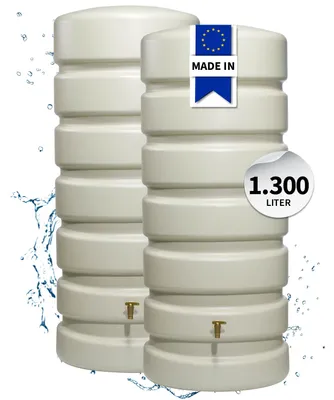 Productafbeelding van 4rain CLASSIC wandtank SET 1300 L zandbeige, 2 x CLASSIC 650 L incl. verbindingsstuk