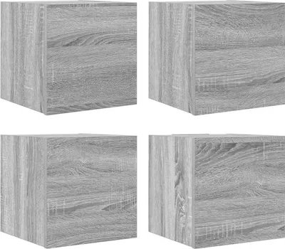 Image de vidaXL Armoires murales TV 4 pcs. Gris Sonoma 30,5x30x30 cm