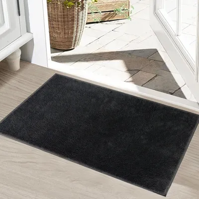Image de Tapis de sol absorbant et doux, dimensions 80 x 120 cm, couleur noire