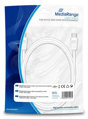 Image de MediaRange Antenen-Kabel Koax-Stecker/Kupplung 75Ohm 3.0m we