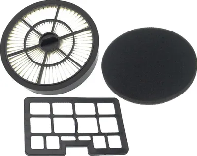 Three vacuum cleaner filters are laid out on a white background.