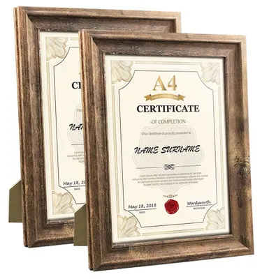 Zdjęcie produktu dla PETAFLOP, zestaw 2 rustykalnych ram do zdjęć formatu A4 (21 x 29,7 cm), do zawieszenia na ścianie lub postawienia na stole