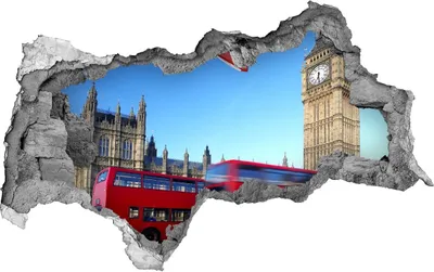 Produktbild von Selbstklebender Loch-3D-Aufkleber 95x73 cm Bus in London