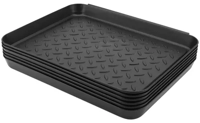 Schuhabtropfschale 6er-Set, Kunststoff, 35x27,5x3 cm, schwarz