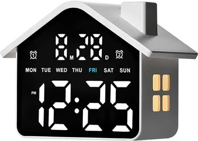 Imagen del producto de VHV - Despertador digital con pantalla LED - Doble alarma, fecha y día de la semana - 4 niveles de brillo - - Ideal para el dormitorio