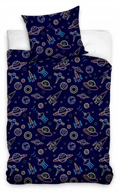Produktbild von Carbotex Baumwoll-Bettwäsche Kosmos Planeten 160x200 cm