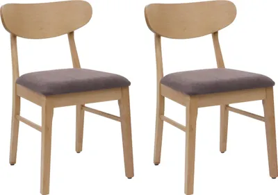 Produktbild von 2er-Set Esszimmerstuhl MCW-M59, Küchenstuhl Stuhl, Stoff/Textil Massiv-Holz  helles Gestell, taupe