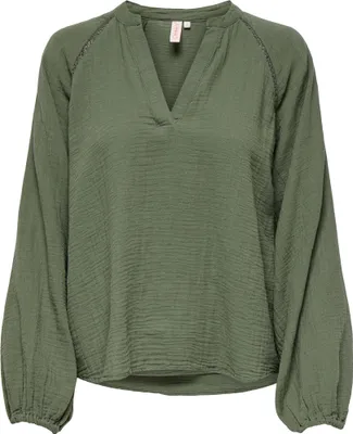 Produktbild von Shirt Bluse mit Ballonärmeln Legeres V-Neck Crepe Top ONLTHYRA | XS