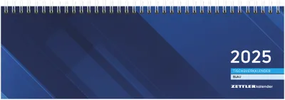 Image de Calendrier de bureau horizontal bleu 2025 - 32x10,5 cm - 1 semaine sur 2 pages - calendrier de bureau avec aperçu mensuel - division des heures 7 - 20 - 176-0015