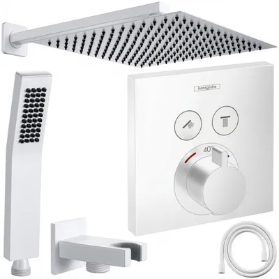 Produktbild von Hansgrohe und Jowi Unterputz Duschsystem Weiß, ShowerSelect Thermostat, Duscharmatur, Regendusche, Kopfbrause, OHNE iBox