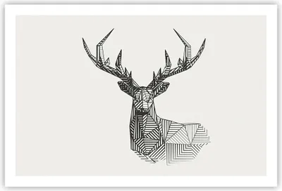 Produktbild von Poster - Poster ohne Rahmen - Hirsch Skizze Skandinavisch - 91,5x61 cm - Wand Bild - Wanddeko - Wandbilder - Kunstposter - Wandposter - Bilder - Kunstdruck - Wanddekoration - Wandbild P2XAA91x61-4950
